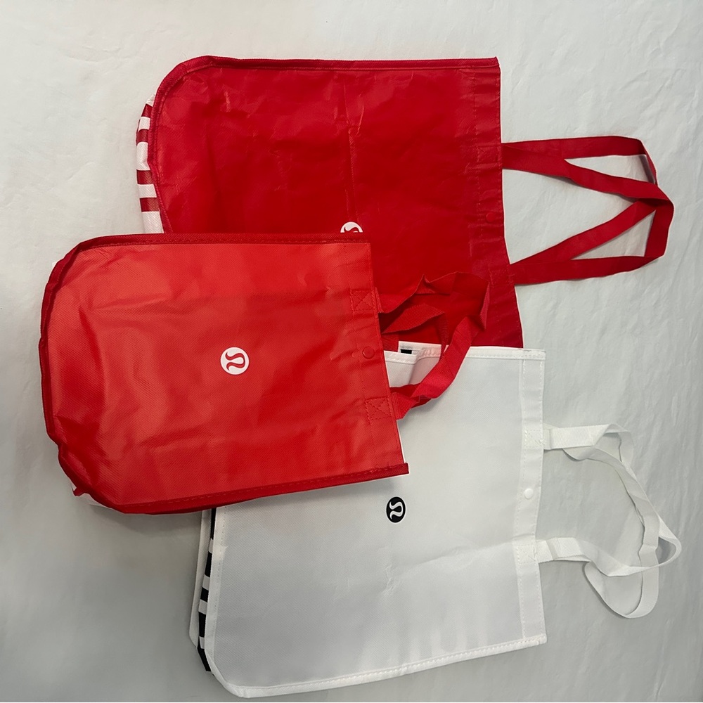 lululemon athletica Red and White Tote Bag Set